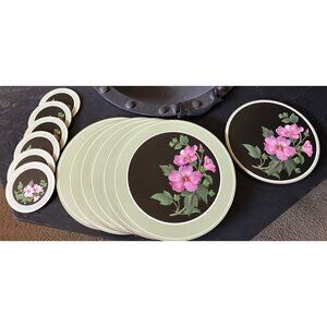 Vtg 1980's Pimpernel Set Of 6 Round Placemats & Coasters With One Trivet